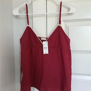 Brandy Melville Red Checkered Edith Tank Top